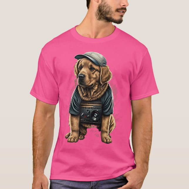 Camiseta Gracioso Golden Retriever Rap Hip-Hop Rb (Anverso)