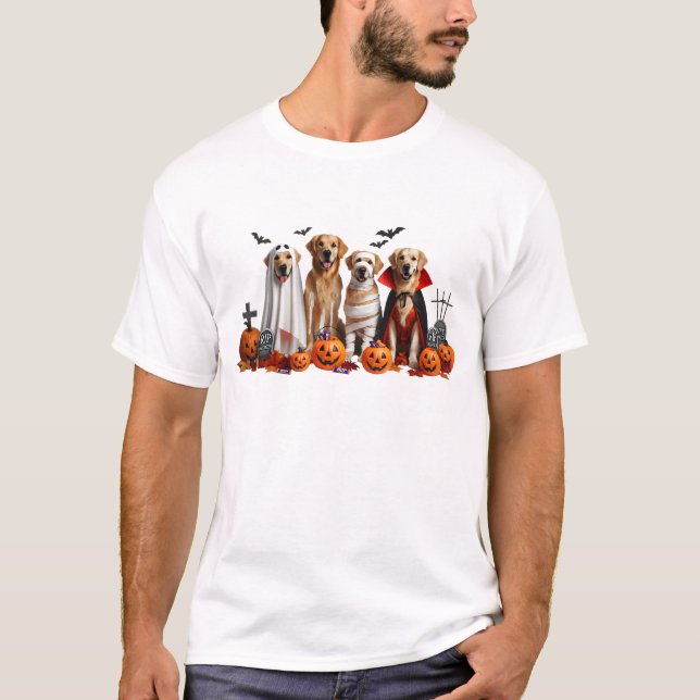 Camiseta Gracioso Golden Retrivers Halloween Dog Lover (Anverso)
