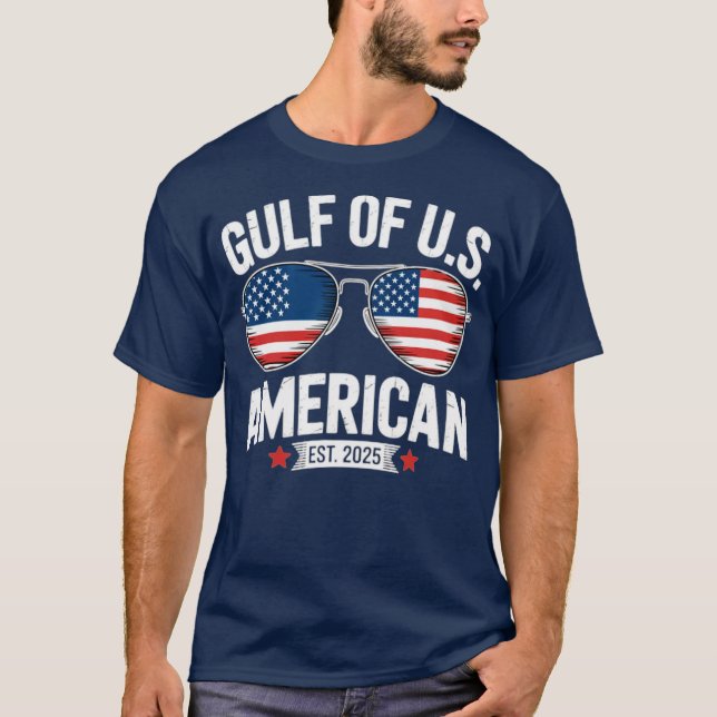 Camiseta Gracioso Golfo De Los EEUU Gafas De Sol Rojas Y Az (Anverso)