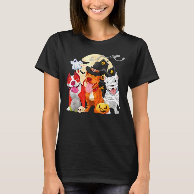 Camiseta Gracioso Gorra de brujas de Pitbull Temiendo Calab (Anverso)