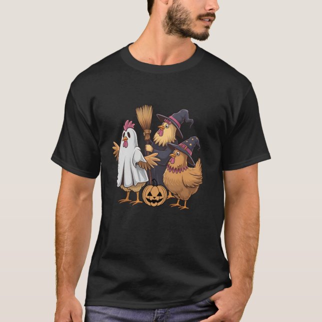 Camiseta Gracioso Gorra de Brujas de Pollo espeluznante Sal (Anverso)