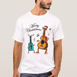 Camiseta Gracioso Gorra de Navidades Santa Ukulele