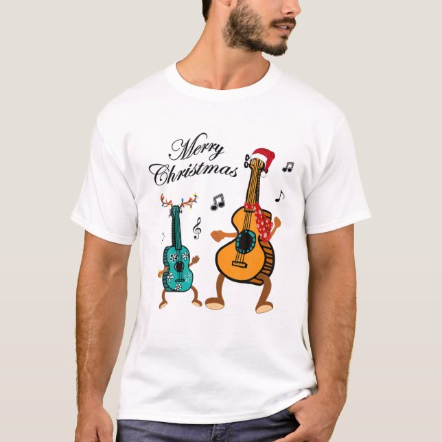 Camiseta Gracioso Gorra de Navidades Santa Ukulele (Anverso)