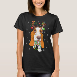 Camiseta Gracioso Gorra de renos Basset Hound Chris