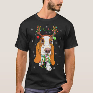 Camiseta Gracioso Gorra de renos Basset Hound Chris