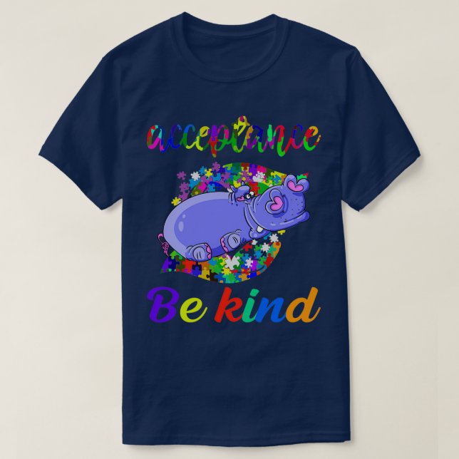 Camiseta Gracioso Gracioso Autismo Hippo Sensibilización A  (Diseño del anverso)