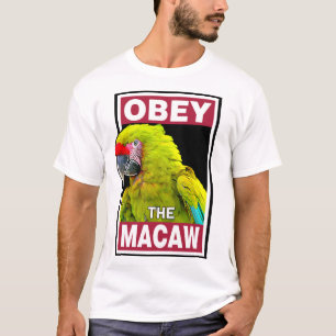 Camiseta Gracioso Gran Macaw Verde - Arte de pájaro