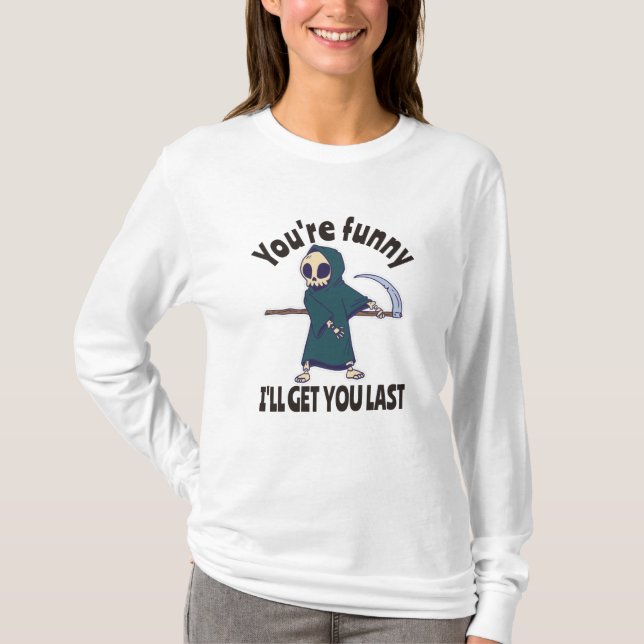 Camiseta Gracioso Grim Reaper Skeleton Halloween (Anverso)