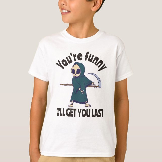 Camiseta Gracioso Grim Reaper Skeleton Halloween (Anverso)