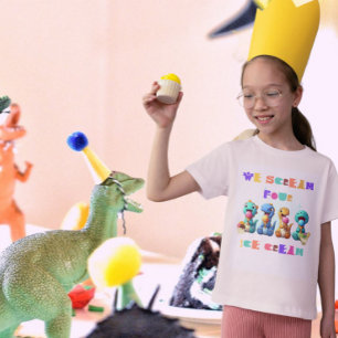 Camiseta Gracioso Grito de Dinosaurio Cuatro helados de cua