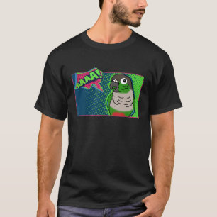 Camiseta Gracioso grito verde ovacionado Conure Comic Birb 
