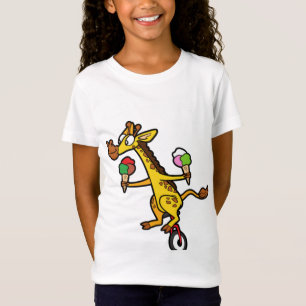 Camiseta Gracioso Guay Cute Giraffe Unicycle Ice Cream