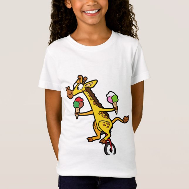 Camiseta Gracioso Guay Cute Giraffe Unicycle Ice Cream (Anverso)