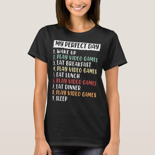 Camiseta Gracioso Guay Para Gamer Mis Perfectos Videojuegos (Anverso)