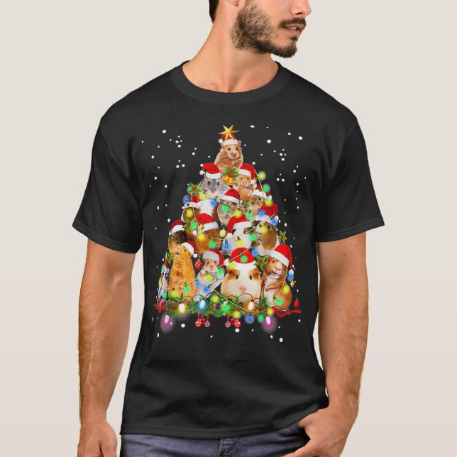 Camiseta Gracioso Guinea Cerdo Árbol de Navidad Ornamento D (Anverso)