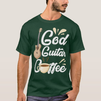 Camiseta Gracioso Guitarra Dios Café Predicador Música Cris