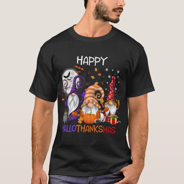 Camiseta Gracioso Hallothanksmas Gnomes Feliz Hallothanksma (Anverso)