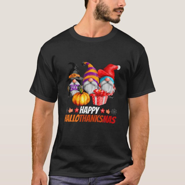 Camiseta Gracioso Hallothanksmas Gnomes Feliz Hallowthanksm (Anverso)