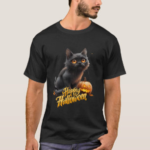Camiseta Gracioso Halloween Feliz Halloween Cute Cat T Shir