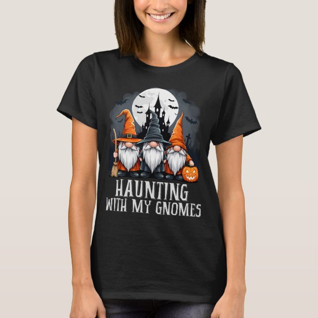 Camiseta Gracioso Halloween Gnome Trio Haundi Vintage Castl (Anverso)
