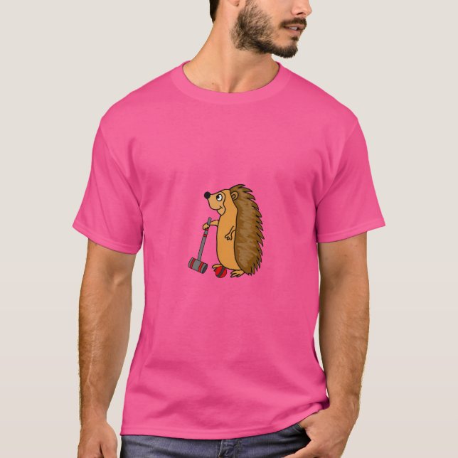 Camiseta Gracioso Hedgehog Jugando Croquet (Anverso)