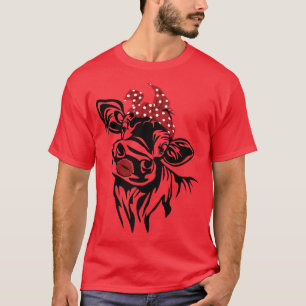 Camiseta Gracioso Heifer Red Bandana Kiss Cabeza de ternera