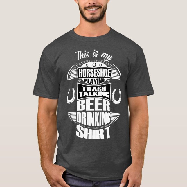 Camiseta Gracioso Herradura Jugando Cerveza Beber Regalo de (Anverso)