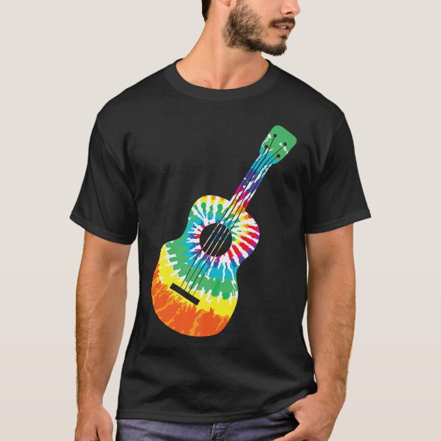 Camiseta Gracioso Hippie Arco Iris Tye Guitarra Acústica Pr (Anverso)