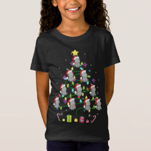 Camiseta Gracioso Hippo Color del Árbol de Navidad Lanza Lu