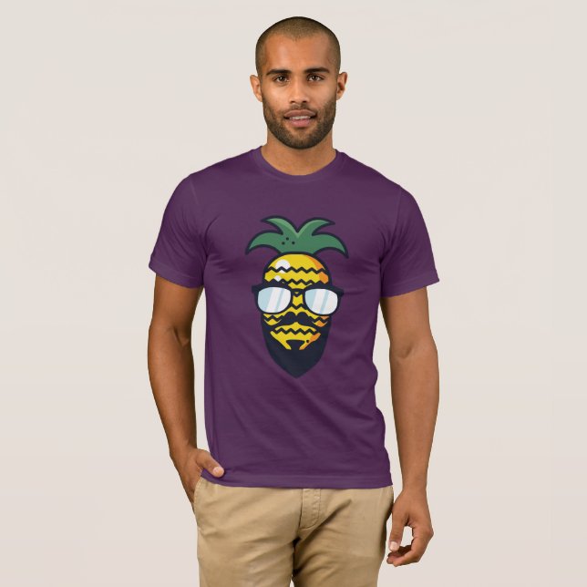 Camiseta Gracioso Hipster PINEAPPLE Sombras con barba Rasta (Anverso completo)