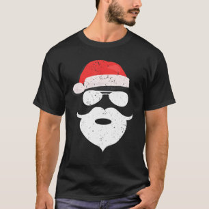 Camiseta Gracioso Hipster Santa Beard Gafas De Sol Y Gorra