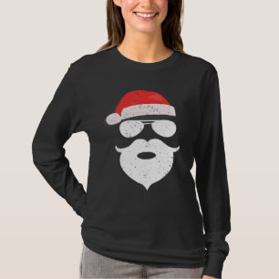 Camiseta Gracioso Hipster Santa Beard Gafas De Sol Y Gorra