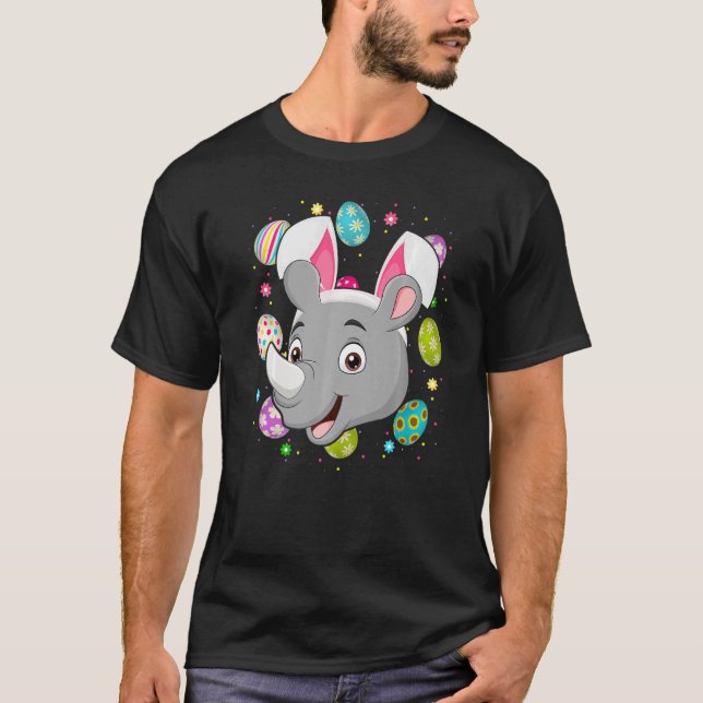 Camiseta Gracioso Huevo de Pascua Bunny Ear Rhino Face East (Anverso)