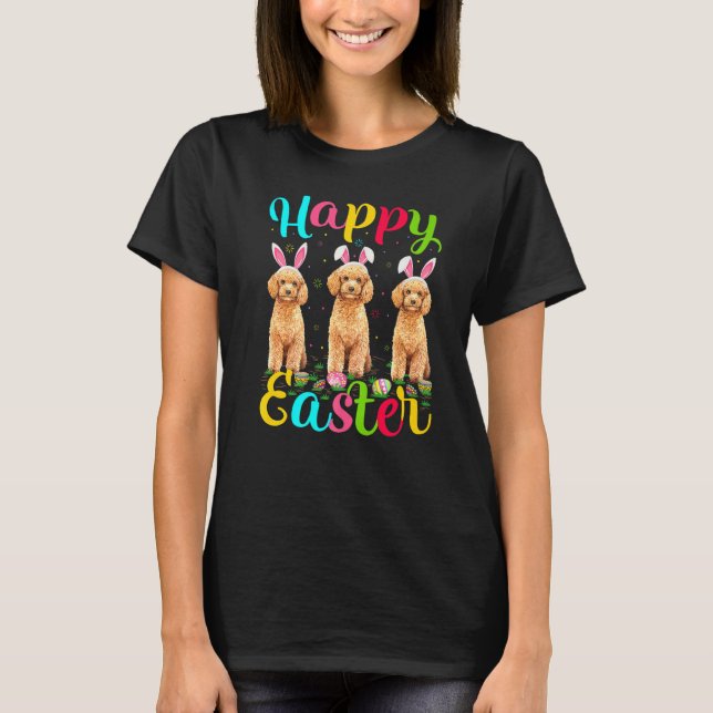 Camiseta Gracioso Huevo de Pascua Bunny Toy Poodle Perro Fe (Anverso)