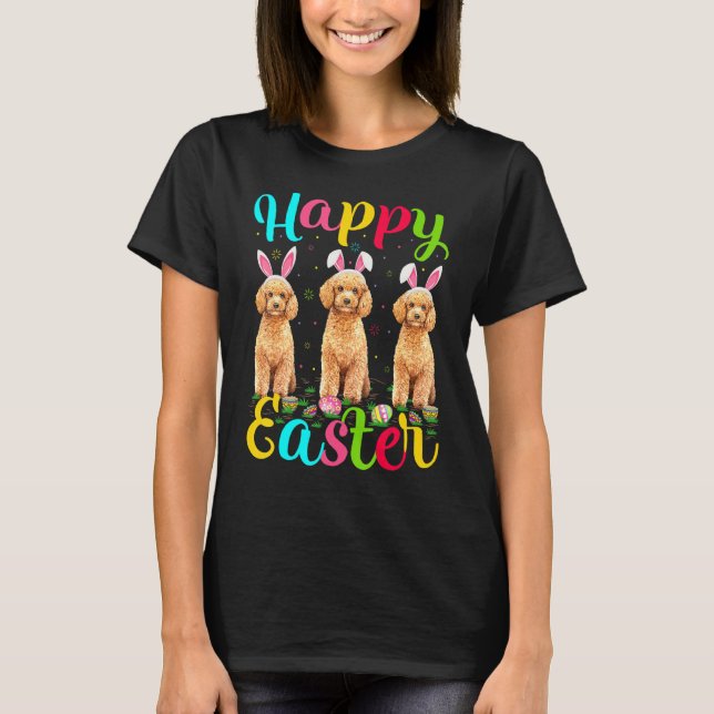 Camiseta Gracioso Huevo de Pascua Bunny Toy Poodle Perro Fe (Anverso)