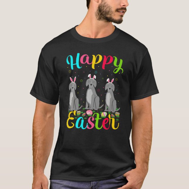 Camiseta Gracioso Huevo de Pascua Conejo Weimaraner Perro F (Anverso)