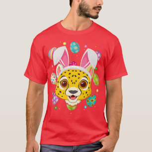 Camiseta Gracioso Huevo de Pascua Lover Bunny Ear Cheetah F