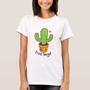 Camiseta Gracioso HUGS GRATIS Hugz Cacti Cactus Pricky