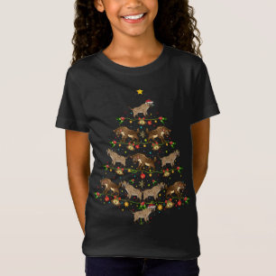 Camiseta Gracioso Hyena Xmas Tree Gift Santa Hat Hyena Chri