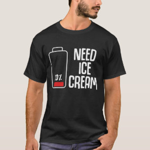 Camiseta Gracioso Ice Cream Parlour Low Battery Humor