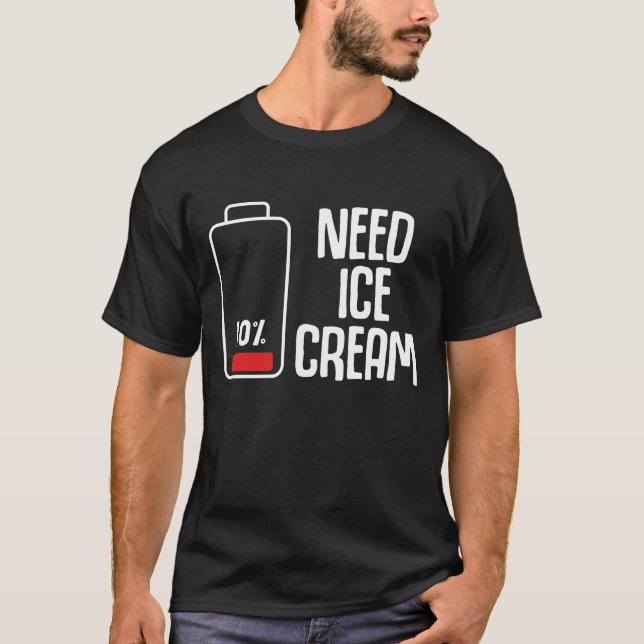 Camiseta Gracioso Ice Cream Parlour Low Battery Humor (Anverso)