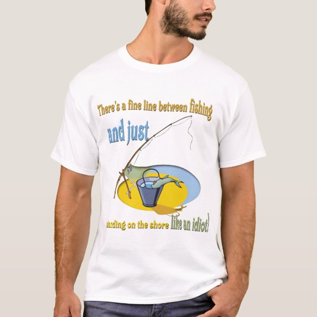 Camiseta Gracioso idiota pescador (Anverso)