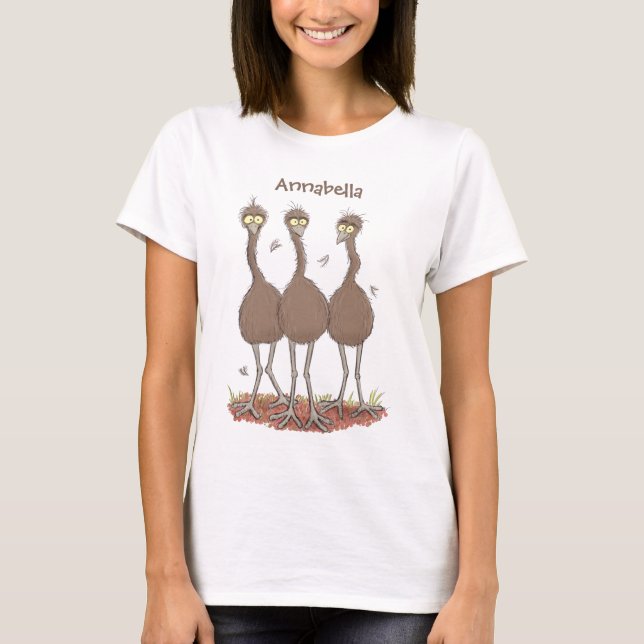 Camiseta Gracioso ilustracion del trío de emu australiano p (Anverso)