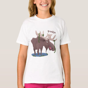 Camiseta Gracioso ilustracion personalizado de alce feliz
