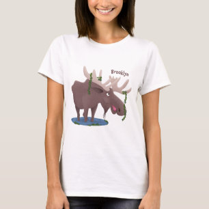 Camiseta Gracioso ilustracion personalizado de alce feliz
