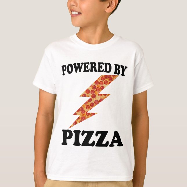 Camiseta Gracioso Impulsado Por Pizza Guay Pizza (Anverso)