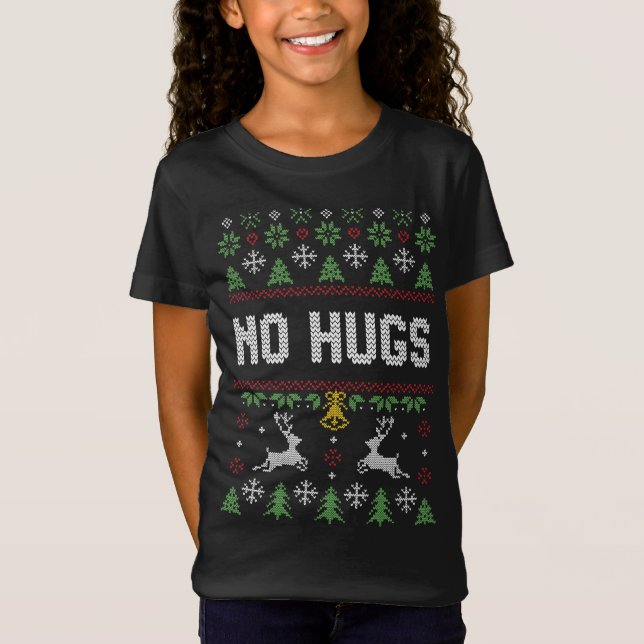 Camiseta Gracioso Introvertido No Abrazos Navidades Feo Sué (Anverso)