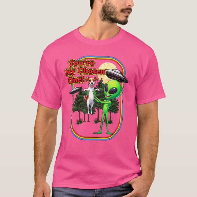 Camiseta Gracioso Jack Russel Alien Eres elegido como un OV (Anverso)