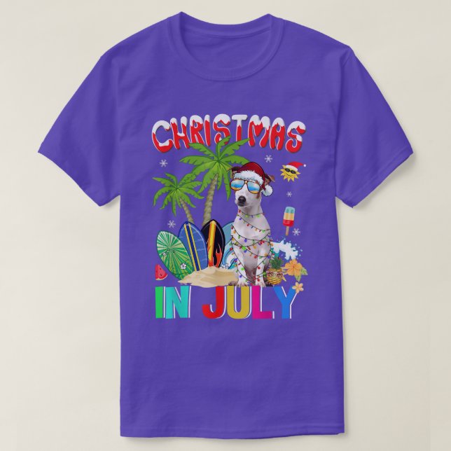 Camiseta Gracioso Jack Russell en Santa Hat Sungafas Christ (Diseño del anverso)