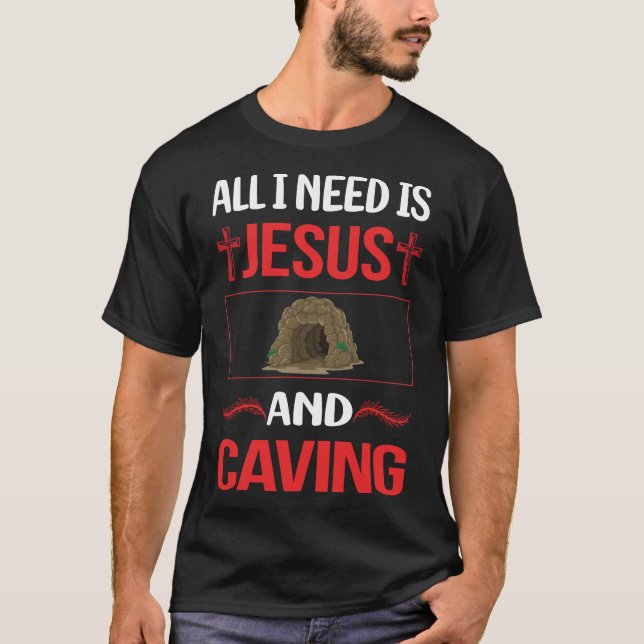 Camiseta Gracioso Jesús Caving Caver Spelunker Spel (Anverso)